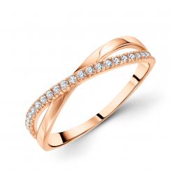 Элегантное женское кольцо из красного золота 585 пробы с фианитами