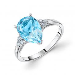 Elegant ladies' ring in 925 silver with sky topaz and zirconia