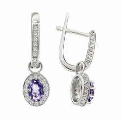Wunderschöne Ohrhänger, Silber 925, mit Amethyst und Zirkonia, Höhe ca. 23 mm