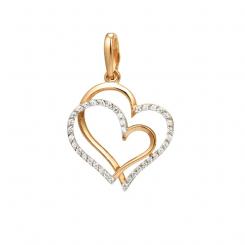 Pendant, russian red gold 585, with zirconia, height approx. 28 mm