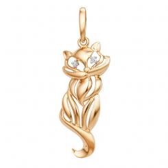 Pendant, russian red gold 585, with zirconia, height approx. 34 mm