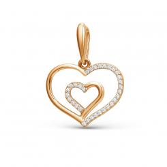 Pendant, russian red gold 585, with zirconia, height approx. 23 mm