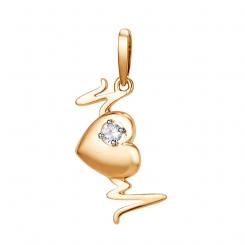 Pendant, russian red gold 585, with zirconia, height approx. 27 mm