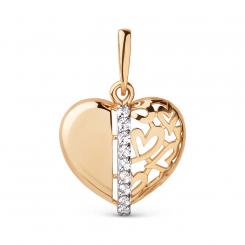 Pendant, russian red gold 585, with zirconia, height approx. 24 mm