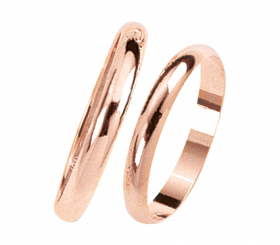 Classic wedding ring, Russian red gold 585, surface high gloss, width approx. 3.0 mm. / Price for 1 ring each
