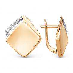 Earrings, russian red gold 585, with zirconia, size approx. 12x12 mm, height approx. 18 mm