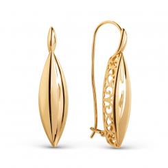Earrings, russian red gold 585, height approx. 34 mm