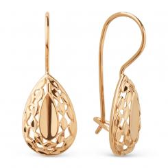 Earrings, russian red gold 585, height approx. 25 mm