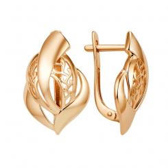 Earrings, russian red gold 585, height approx. 21 mm