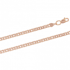 Beautiful chain and /or bracelet made of red gold 585, width approx. 3 mm, weight in 18 cm approx. 1.6 g., weight in 45 cm approx. 3.25 g.