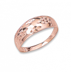 Attractive women's ring, red gold 585, with diamond facets