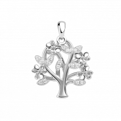 Anhänger "Baum des Lebens" mit Zirkonia, Silber 925, Höhe ca. 26 mm