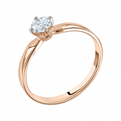 Women's ring with diamond, Red gold 585, Diamond 1 pieces 0,45 ct. GSI