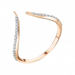 Women's ring, russian red gold 585, with diamonds approx. 0,12 ct. GSI