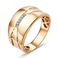 Damenring, Russisches Rotgold 585, mit Zirkonia, Breite ca. 11 mm