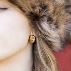 Elegant earrings, russian red gold 585, height approx. 18 mm.