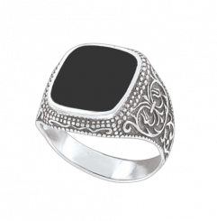 Ausdrucksstarker Herrenring, Silber 925, mit Onyx