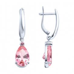 Wunderschöne Ohrhänger aus Silber 925, mit 2 rosa Zirkonia, Höhe ca. 37 mm