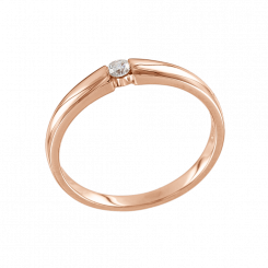 Нежное женское кольцо из красного золота 585 пробы с бриллиантом 0,06 ct. WSI