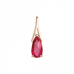 Attractive pendant, Russian red gold 585, with ruby HTS - size approx. 10x5 mm, height approx. 18 mm