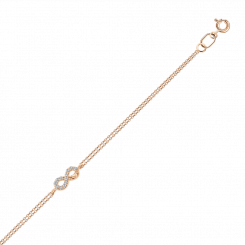 Bracelet, russian red gold 585, with zirconia, length of the decorative element approx. 10 mm