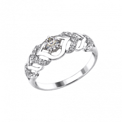 Charmanter Damenring, Silber 925, mit 21 Zirkonia, Frontbreite ca. 7 mm