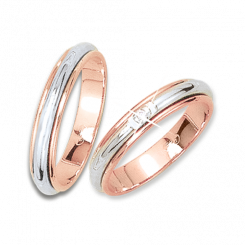Wedding rings "Ring-in-Ring", russian red/white gold 585, with diamond approx. 0,02 ct. HSI, width approx. 4,0 mm. The price is for one ring.            