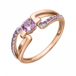 Damenring aus Rotgold 585 mit Amethyst im modernen offenen Design