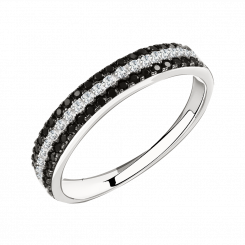 Stilvoller Damenring aus Silber 925, mit schwarzen und farblosen Zirkonia