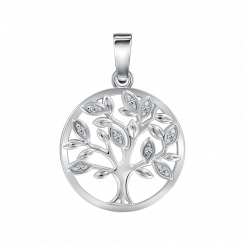 Pendant "Tree of Life" with zirconia, silver 925, height approx. 24 mm, diameter approx. 16 mm