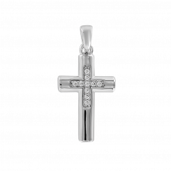 Attraktiver Anhänger Kreuz, Silber 925, mit 10 Zirkonia, Höhe ca. 24 mm