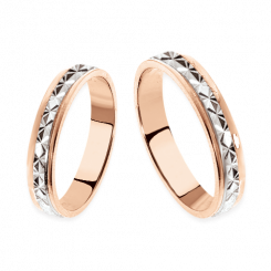 Wedding rings in red/white gold 585, width approx. 4,0 mm. / Price for 1 ring