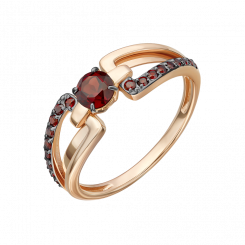 Damenring aus Rotgold 585 mit Granat im modernen offenen Design