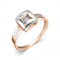 Elegant women's ring made of russian 14K red gold with diamonds approx. 0,042 ct. HSI (7 pcs.)