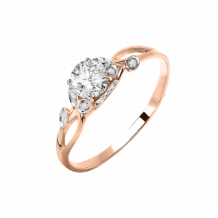 Изящное женское кольцо из красного золото 585 пробы, с фианитами Swarovski.