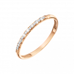 Sophisticated women's ring, Russian red gold 585, with brilliant-cut diamonds 8 pieces 0.048 ct. HSI, front width approx. 1.7 mm