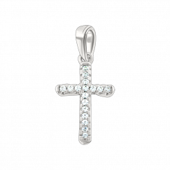 Schöner Kreuzanhänger, Silber 925, mit farblosen Zirkonia, Höhe ca. 24 mm