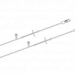 Attraktives Armband, Silber 925, mit 1 Zirkonia, Länge ca. 17-19 cm, Kreuzlänge ca. 20 mm 