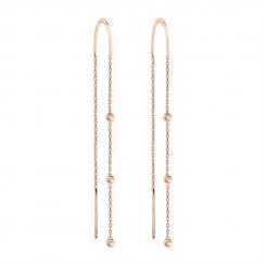 Long earrings, russian red gold 585, length approx. 68 mm