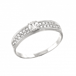 Очаровательное женское кольцо из белого золота 585 пробы, с фианитами Swarovski. 