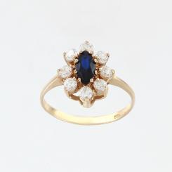 reizender Damenring, Rotgold 585, mit Zirkonia und Saphir HTS - Größe ca. 8x6 mm, Gewicht ca. 3,2 gr.