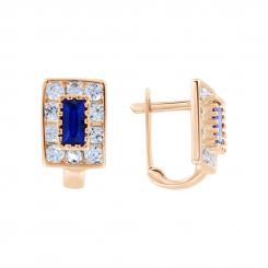 Earrings, russian red gold 585, with zirconia, height approx. 12 mm