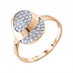 Women's ring, russian red gold 585, with zirconia, size of the decorative element approx. 15x12 mm