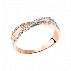 Stylish women's ring in red gold 585, brilliant-cut diamonds 0.150 ct. WSI
