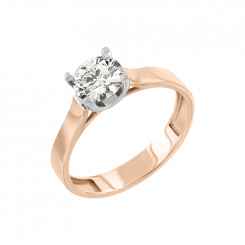 Attractive women's ring, Russian red gold 585, with 1 cubic zirconia, rhodium plated, weight approx. 2.68 g.