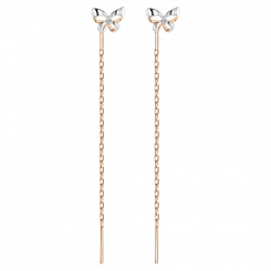 Long earrings, Russian red gold 585, length approx. 76 mm