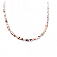 Beautiful necklace made of white and red gold 585, bicolor, length approx. 45 cm, weight approx. 8,6 g.
