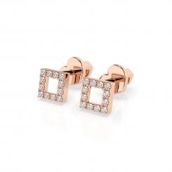 Stud earrings, red / white and yellow gold 585, with brilliant-cut diamonds approx. 0,14 ct. GSI