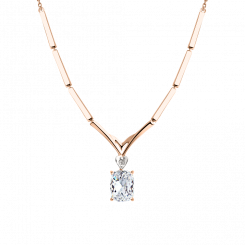 Роскошное колье из красного золота 585 пробы, с топазом Swarovski - размером ≈ 9x7 мм., и фианитом Swarovski, длина изделия ≈ 45 см.