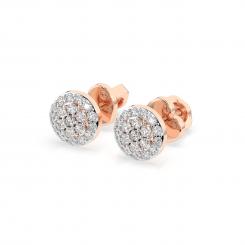 Stud earrings, red / white and yellow gold 585, with brilliant-cut diamonds approx. 0,30 ct. GSI, diameter approx. 6,5 mm